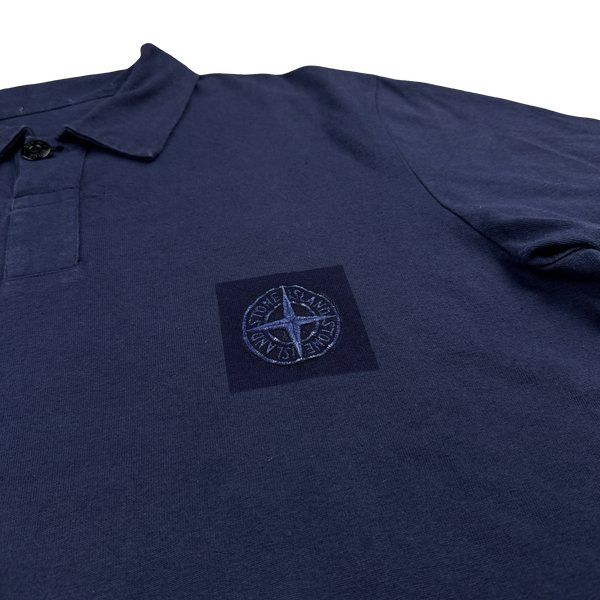 Stone Island Vintage 2001 Navy Spellout Cotton Polo Shirt - XL