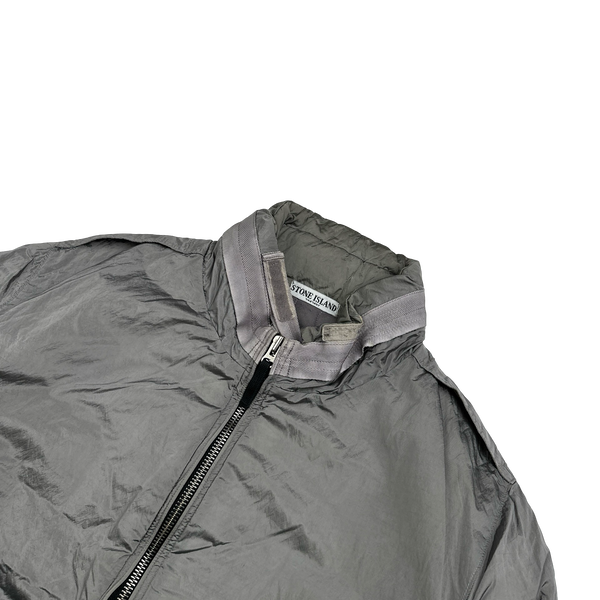 Stone Island 2008 Silver Nylon Metal Quilted Jacket - XXL