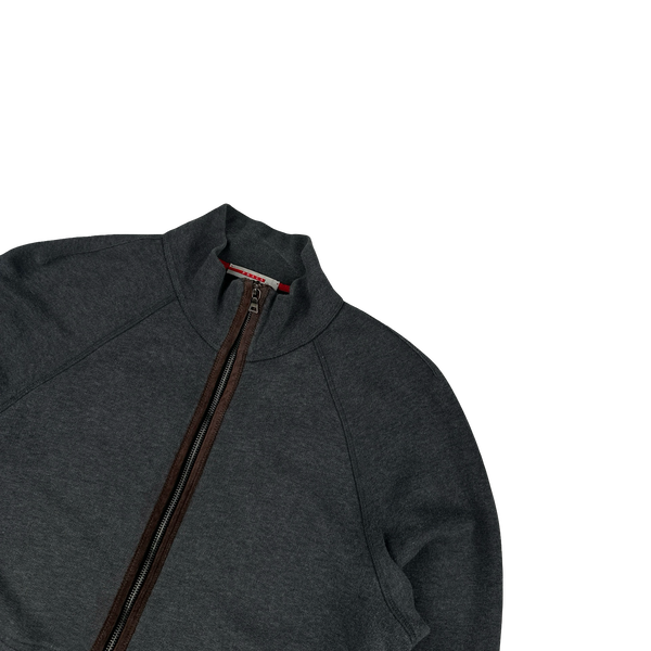 Prada Grey Lightweight Wool Zipped Knit Jumper - Large