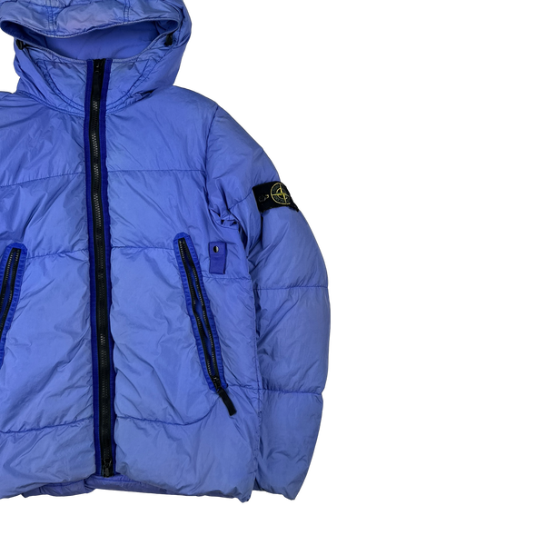 Stone Island 2021 Blue Crinkle NY Down Puffer Jacket - Large