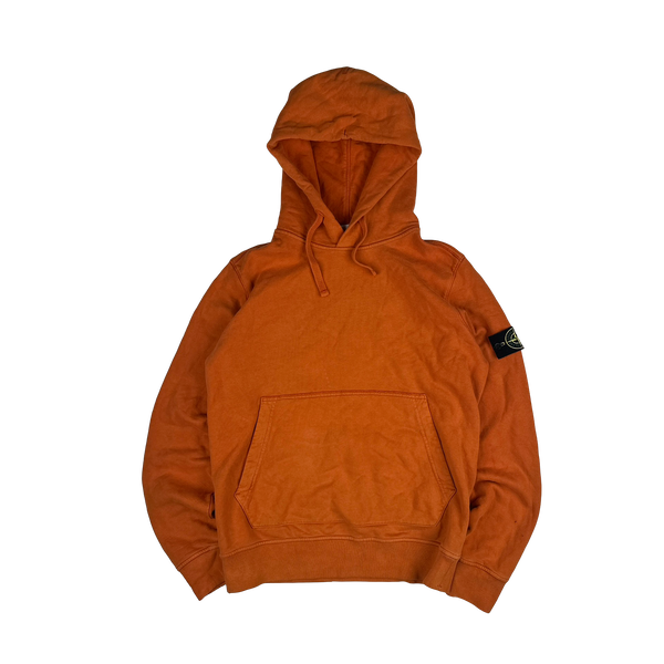 Stone Island 2019 Oange Cotton Pullover Hoodie - Large