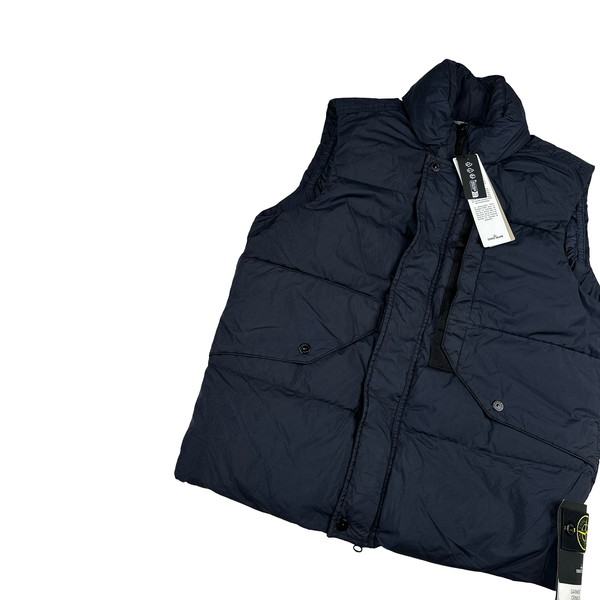 Stone Island 2023 Navy Crinkle Reps R-NY Down Gilet - Small