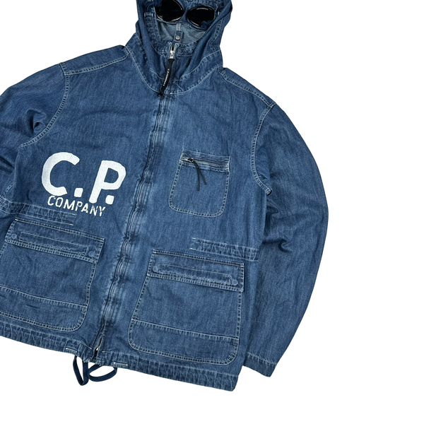 CP Company Indigo Blu Denim Goggle Jacket - XXL