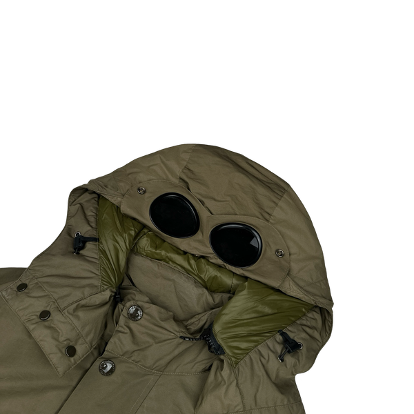 CP Company Khaki Micro M Down Filled Goggle Jacket - Large