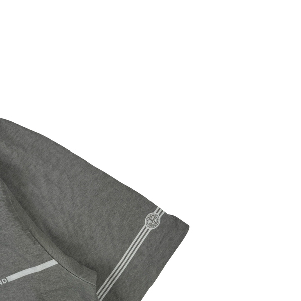 Stone Island 1997 Grey Cotton Spellout Vintage Polo Shirt - Medium