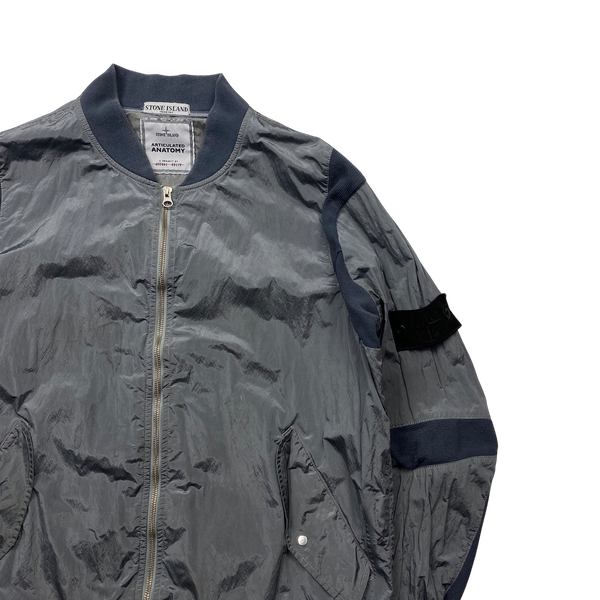 Stone Island Grey Articulated Anatomy Nylon Metal Bomber Jacket