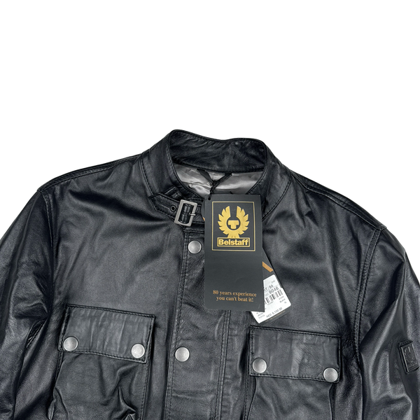 Belstaff Black Multi Pocket Leather Zipped Lightweight Jacket - XL