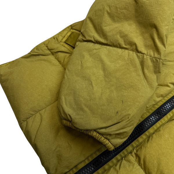 Stone Island Chartreuse Down Garment Dyed Crinkle Puffer Jacket - Small