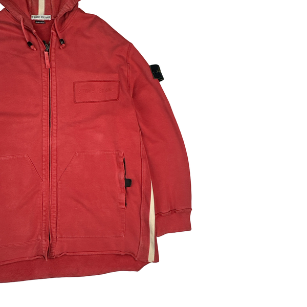 Stone Island 1995 Vintage Red Cotton Hooded Jumper - Large