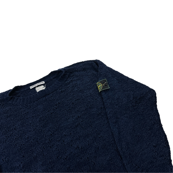 Stone Island 1990s Navy Vintage Chenille Knit Jumper - XL – Mat's