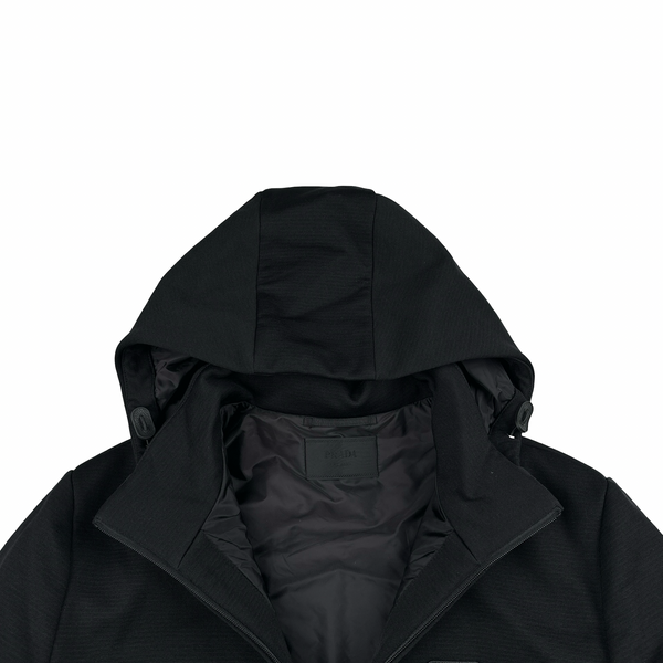Prada Black Giubbotti Quilted Zipped Triangle Logo Jacket - XL