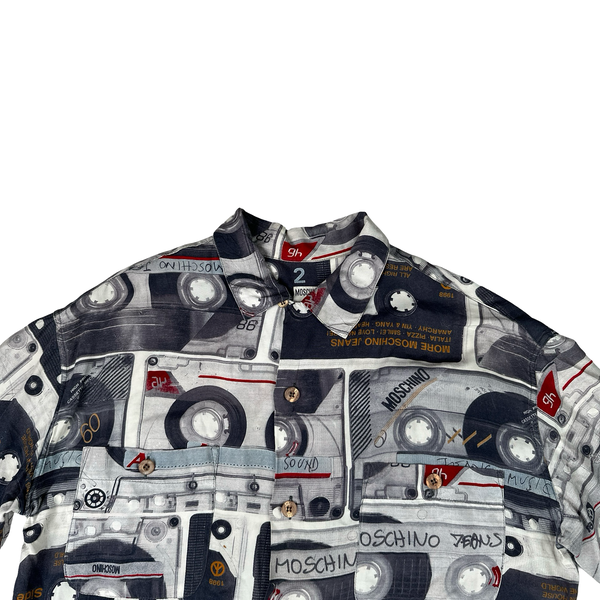 Moschino Boom Box Monogram Buttoned Short Sleeve Shirt - Large