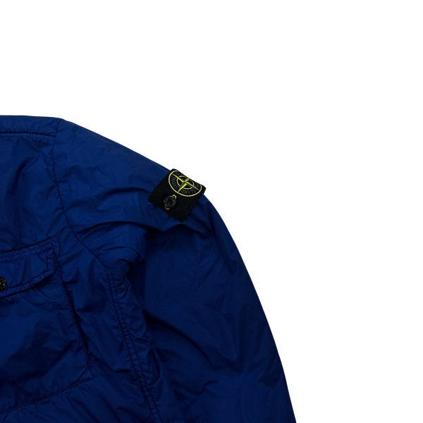Stone Island 2015 Blue Cotton Lined Crinkle Reps Overshirt - Medium