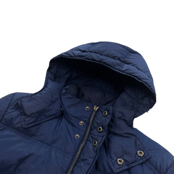 Prada Blue Triangle Logo Zipped Puffer Jacket - Medium