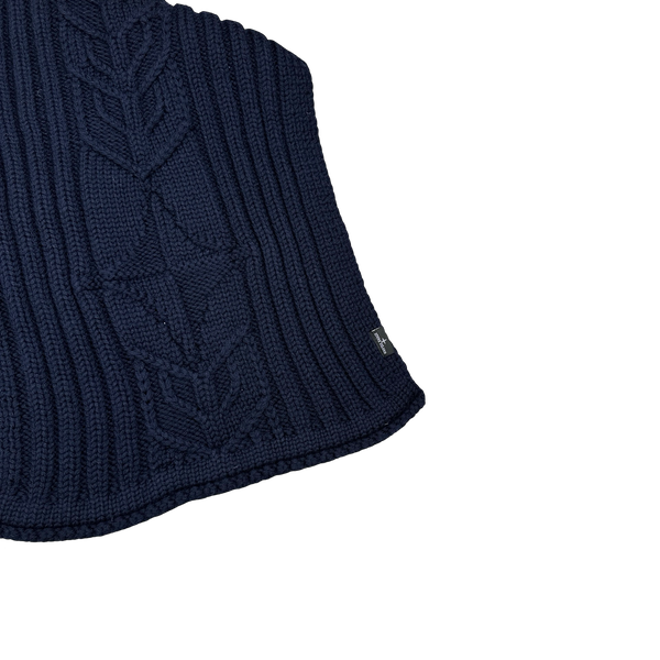 Stone Island 2020 Navy Wool President Knit Patch Scarf