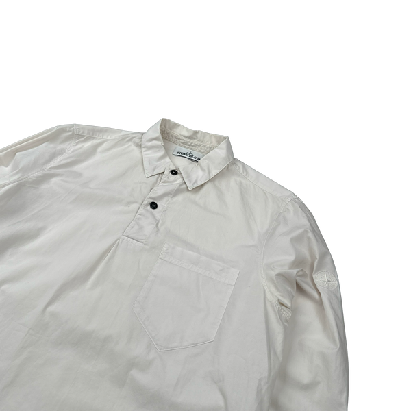 Stone Island 2019 White Quarter Buttoned Shirt - Medium