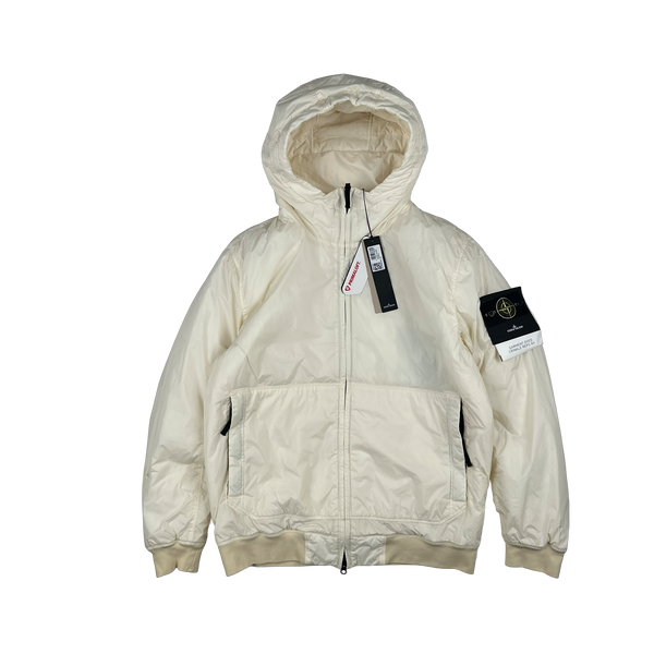Stone Island 2025 White Garment Dyed Crinkle Reps NY Jacket - Large