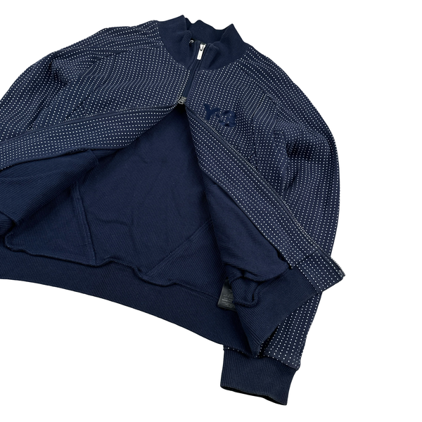 Y-3 Navy Polka Dot Pattern Zip up Cotton Jumper - Large