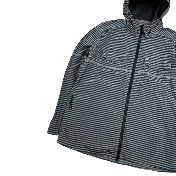 Stone Island 2017 Marina Blue Stripped Nylon Metal Jacket - 3XL