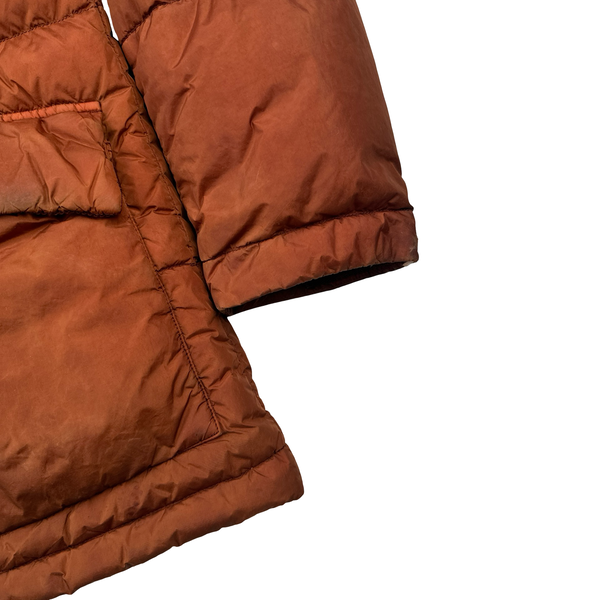 Stone Island 2013 Orange Long Crinkle Down Puffer Jacket - Small