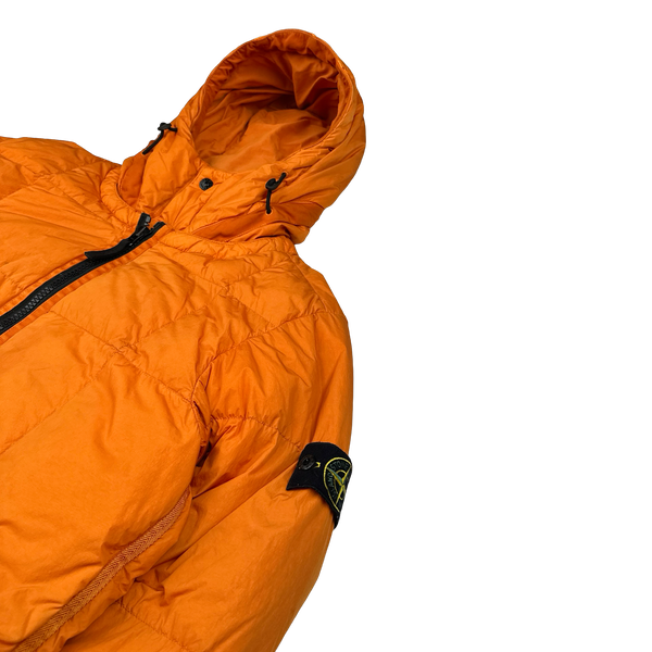 Stone Island 2019 Orange Down Garment Dyed Crinkle Reps Puffer Jacket - Medium