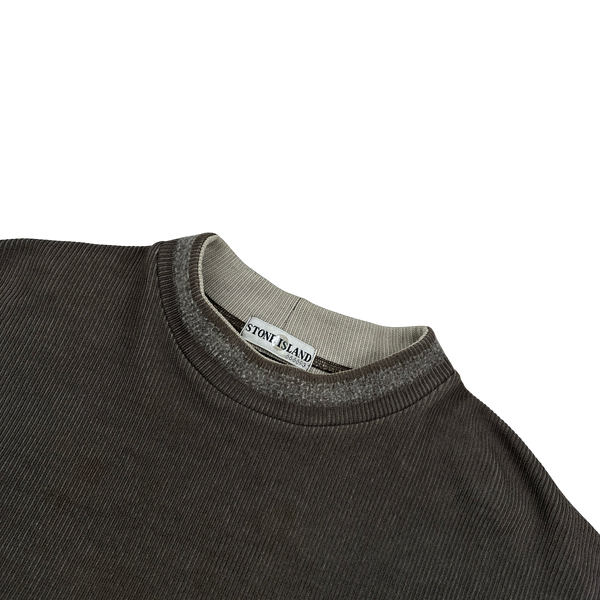Stone Island 2000 Boxy Fit Brown Ribbed Pullover Crewneck Jumper - XL