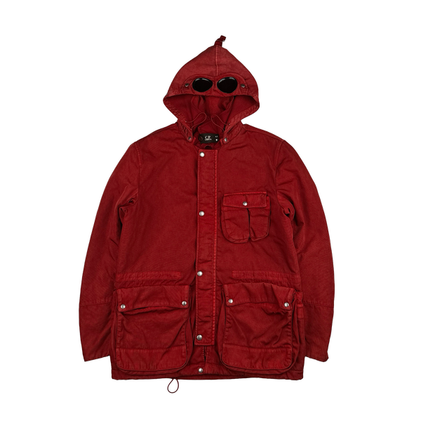 CP Company Red Frosted Quilted Goggle Jacket - XL