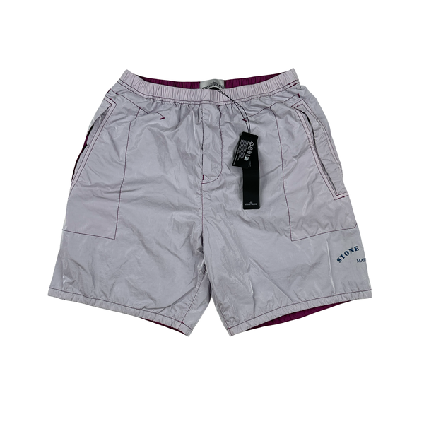 Stone Island 2023 Purple Prismatico Ripstop Reflective Marina Shorts - 30"