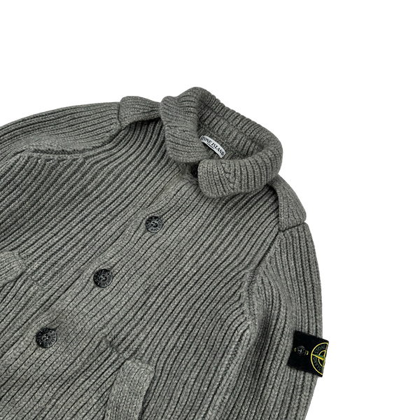 Stone Island 2008 Wool Grey Buttoned Cardigan Jumper - XL