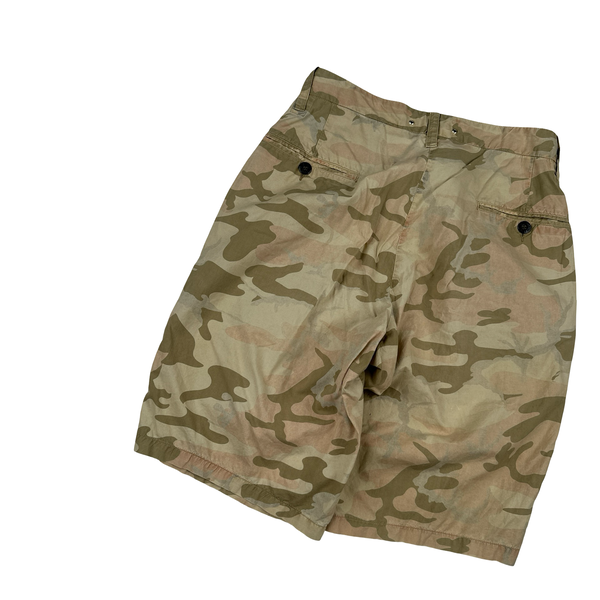 Stone Island 1990s Beige Ice Camo Shorts - 28"