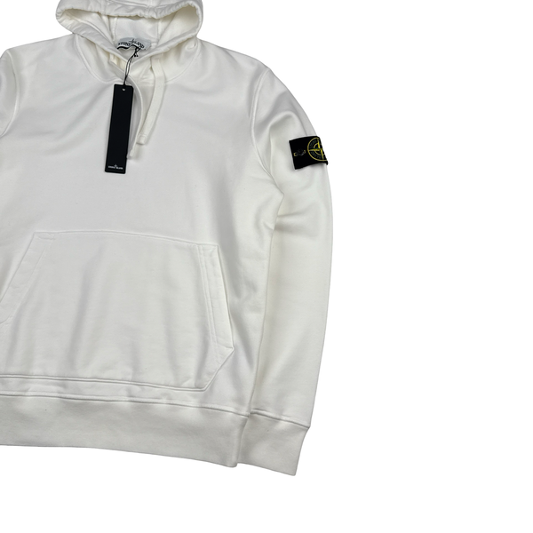 Stone Island 2021 White Pullover Cotton Hoodie - Small