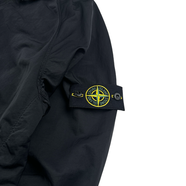 Stone Island 2023 Black Hyper Dense Nylon Raso Long Jacket - Large