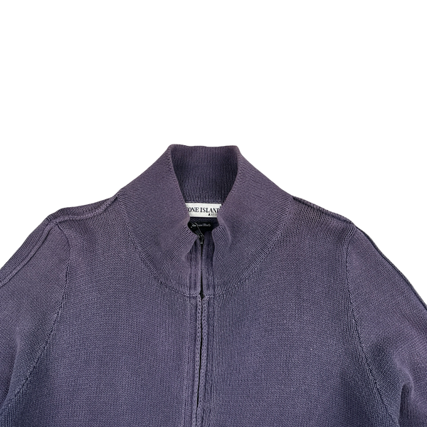 Stone Island 2001 Purple Knitted Vintage Zipped Jumper - Large