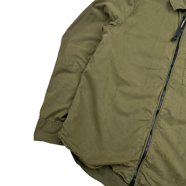 CP Company Khaki Cotton Zipped Overshirt - Medium