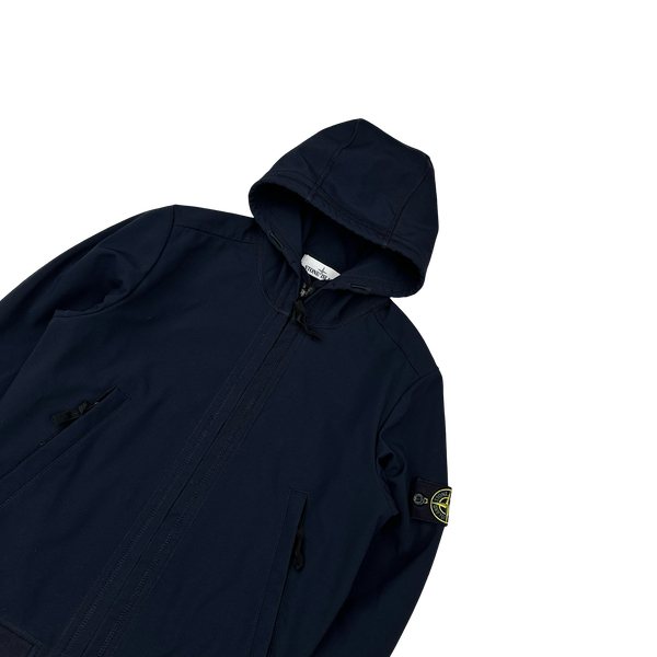 Stone Island 2016 Navy Light Soft Shell R Hooded Jacket - Small
