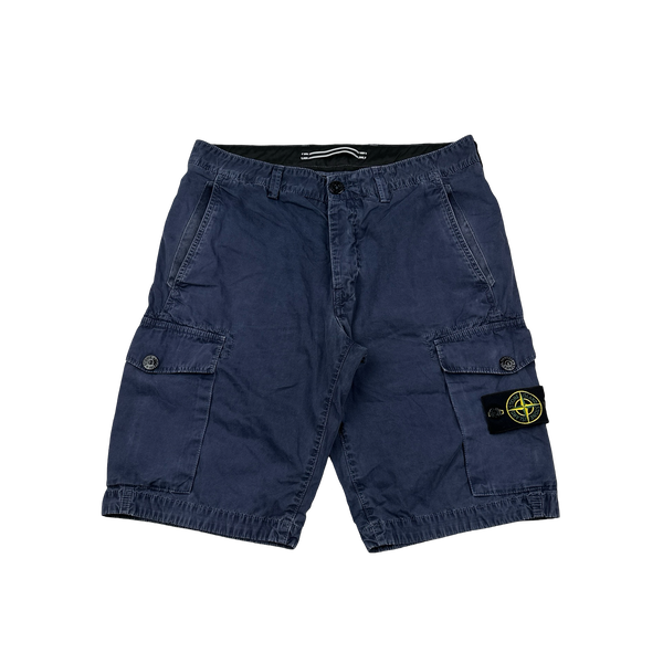 Stone Island 2017 Navy Cotton Cargo Shorts - 32"
