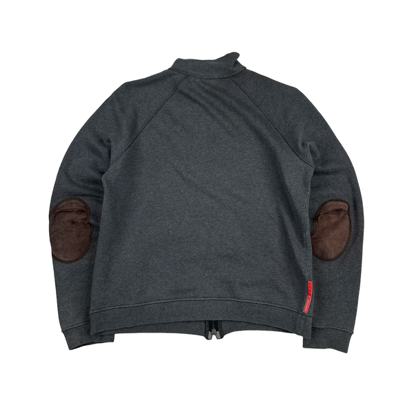 Prada Grey Lightweight Wool Zipped Knit Jumper - Large