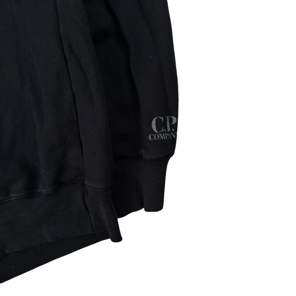 CP Company Black Cotton Spellout Cuff Crewneck Jumper - XXL