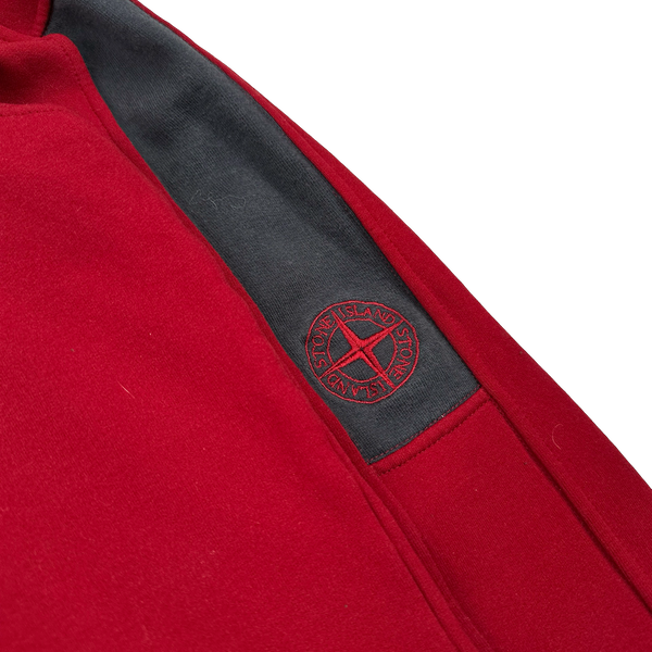 Stone Island 2003 Red  Compass Stretch Cotton Fleece Lined Quarter Zip Jumper - XXL