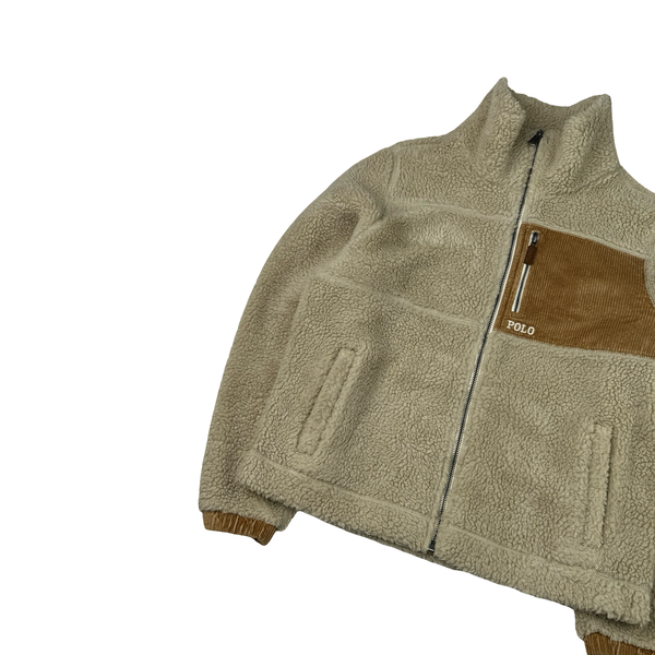 Ralph Lauren Beige Teddy Fleece Zipped Jumper - Medium