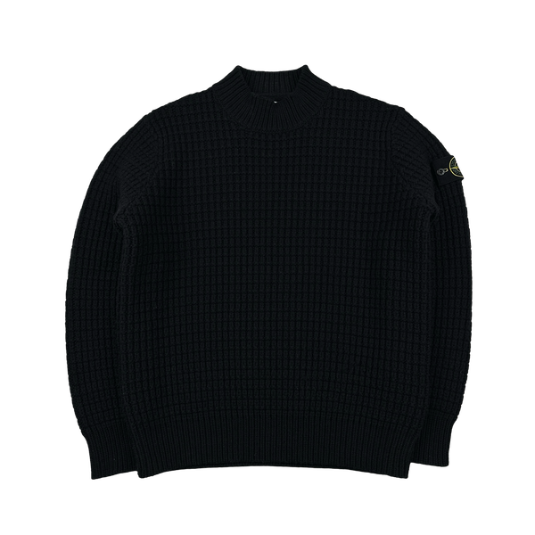 Stone Island 2024 Black Virgin Wool Knit Jumper - Large