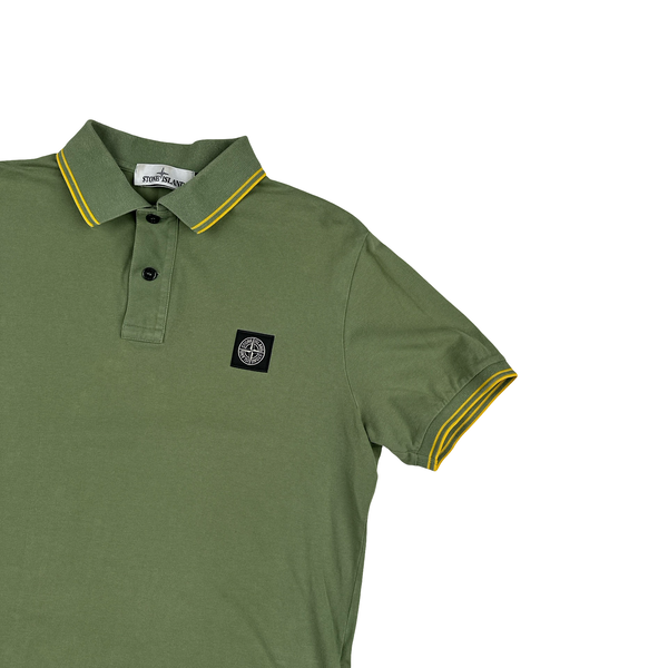 Stone Island 2018 Green Yellow Piping Polo Shirt - Large