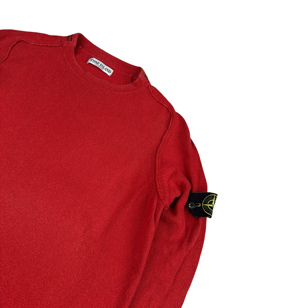 Stone Island 2011 Red Cotton Crewneck Fine Knit Jumper - Large