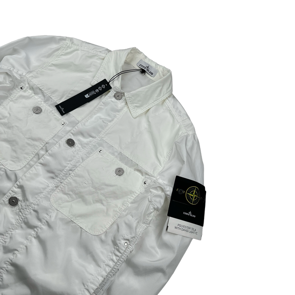 Stone Island 2024 White Poly Tela David Light TC Bomber Jacket - Medium
