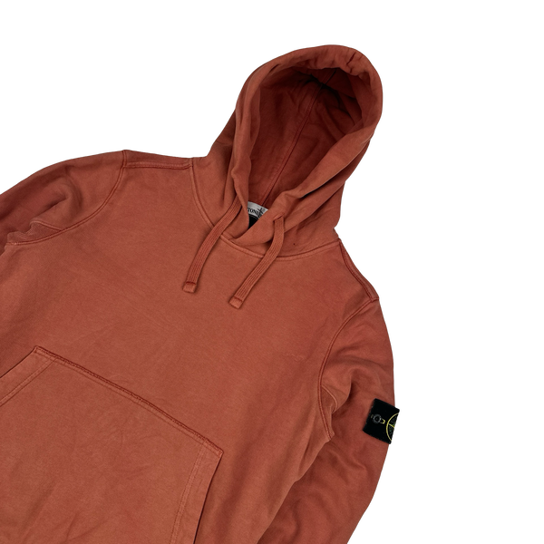 Stone Island Terracotta Cotton Pullover Hoodie - Small