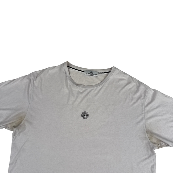Stone Island White Reflective Spellout T Shirt - XL