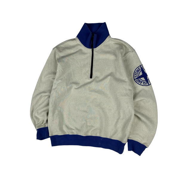 Stone Island 2021 Cotton Quarter Zip Jumper - Medium