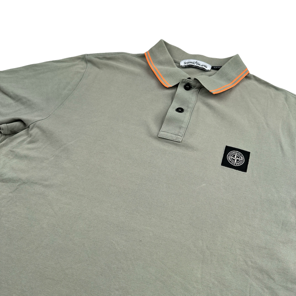 Stone Island 2018 Green Orange Piped Short Sleeve Polo Shirt - XL