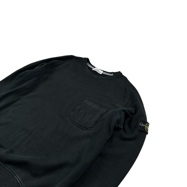 Stone Island 2015 Black Cotton Crewneck Sweatshirt - Large