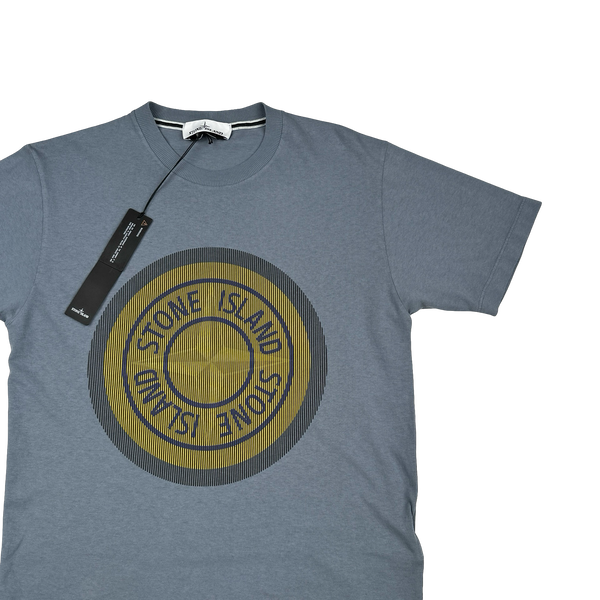 Stone Island 2021 Blue 3D Rubber Logo T Shirt - Small